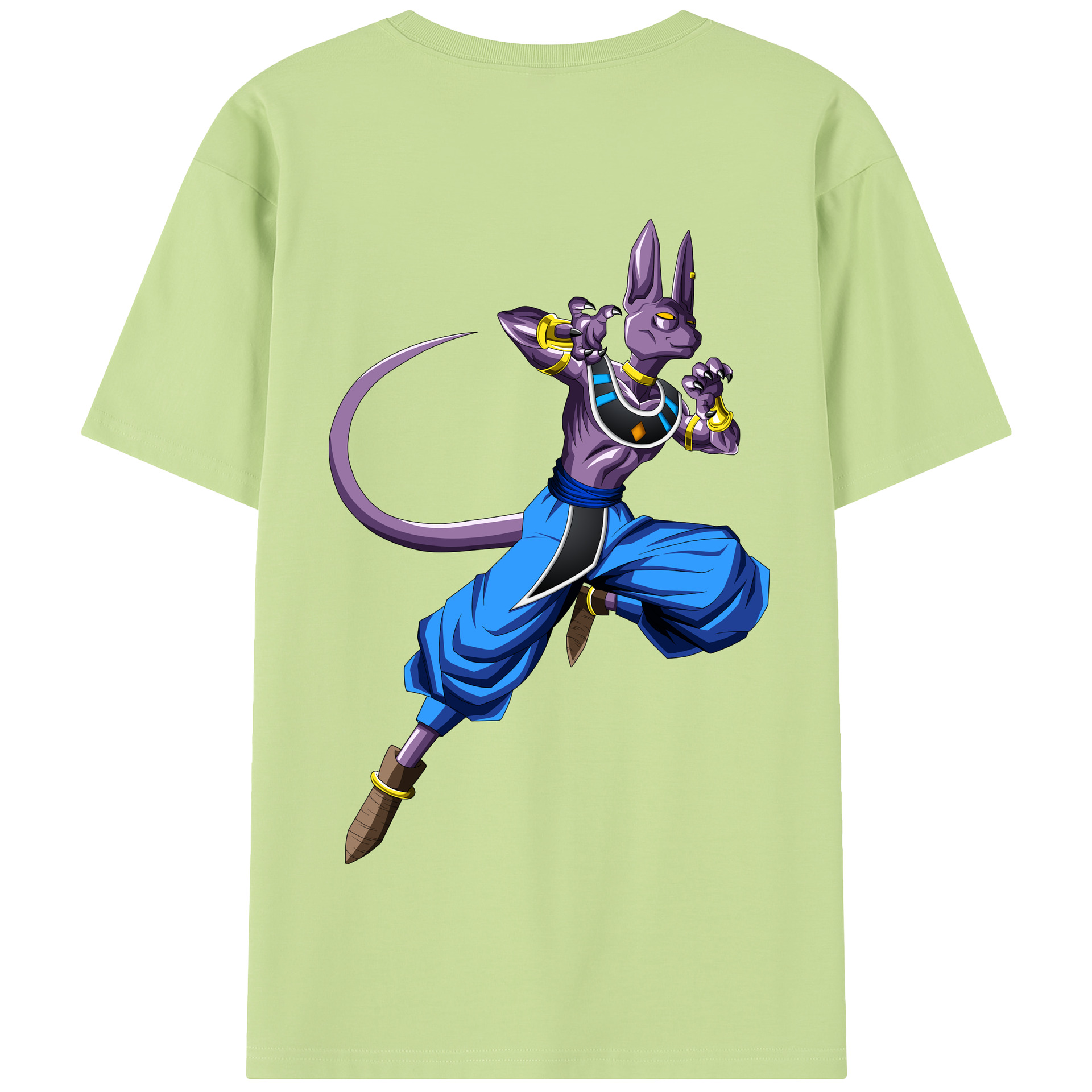 （画像用） ドラゴンボール ビルス 破壊神ビルス DRAGON BALL Beerus Birusu 綿100％半袖Tシャツ（背面プリント）